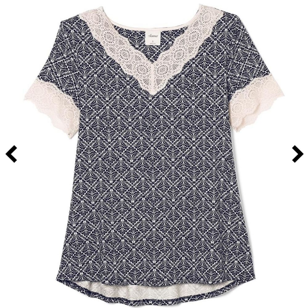 Soma Cool Nights Geo Lace Pajama Set size M